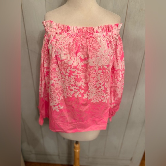 Lilly Pulitzer Jamie Lynn 3/4 Tie Sleeve‎ Off The Shoulder Top Blouse Sz-S NWOT - Picture 5 of 11